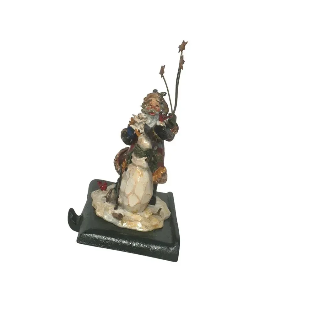 Santa and Snowman Snow Stars Birds 3D Heavy Metal Stocking Holder-Magical!